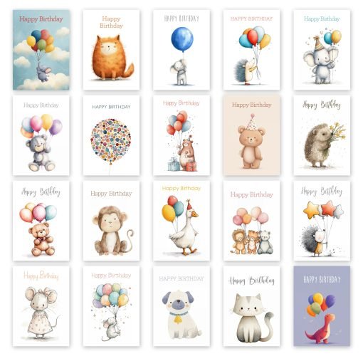 Watercolour Birthday Card Selection Pack - 001