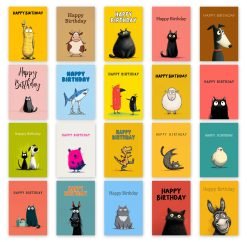 Animal illustration Birthday Card Selection Pack - 004
