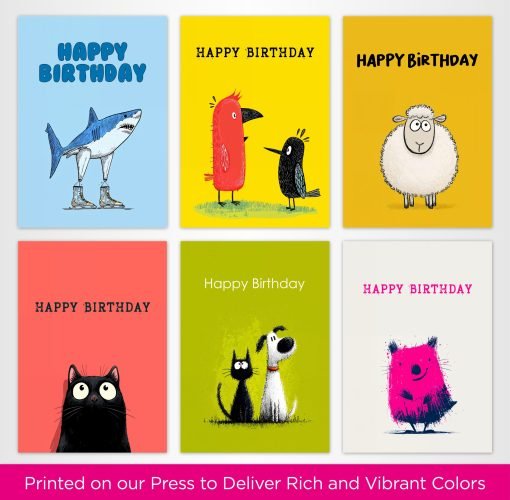 Animal illustration Birthday Card Selection Pack - 004 - Image 3