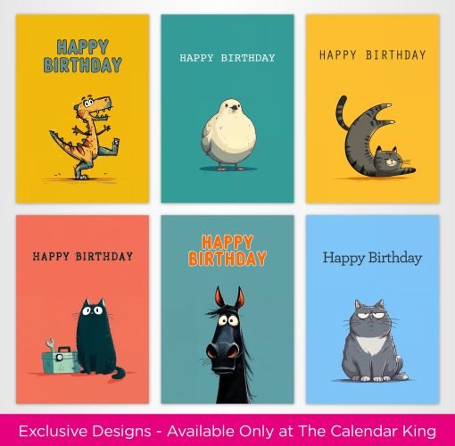 Animal illustration Birthday Card Selection Pack - 004 - Image 4