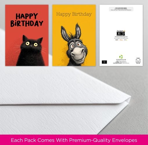 Animal illustration Birthday Card Selection Pack - 004 - Image 5