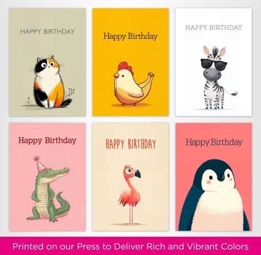 Animal illustration Birthday Card Selection Pack - 005 - Image 3