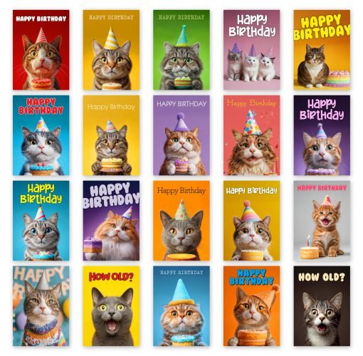 Cats Birthday Card Selection Pack - 012