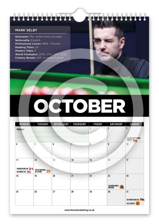 Snooker Legends Novelty Calendar - Image 11