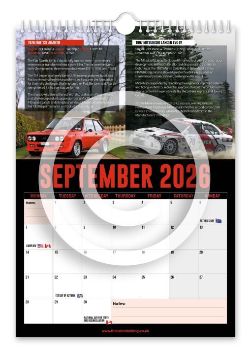 World's Greatest Rally Cars Novelty Calendar - Image 10