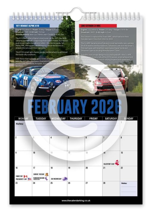 World's Greatest Rally Cars Novelty Calendar - Image 3