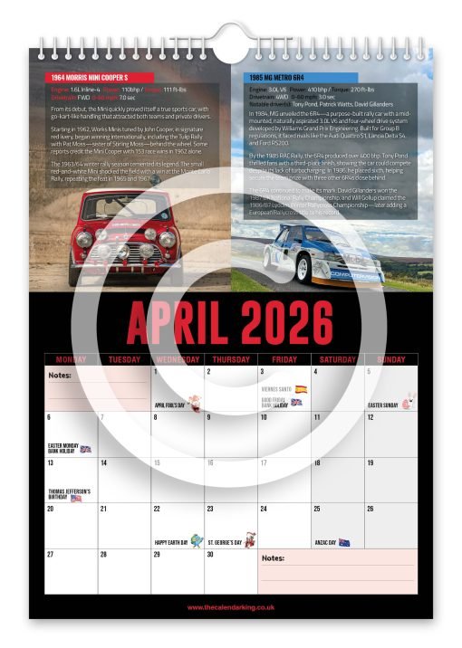 World's Greatest Rally Cars Novelty Calendar - Image 5