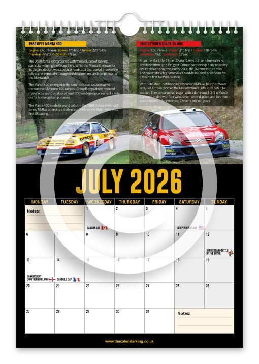 World's Greatest Rally Cars Novelty Calendar - Image 8
