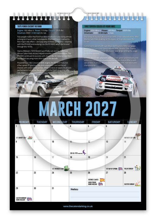 World's Greatest Rally Cars Novelty Calendar - Image 4